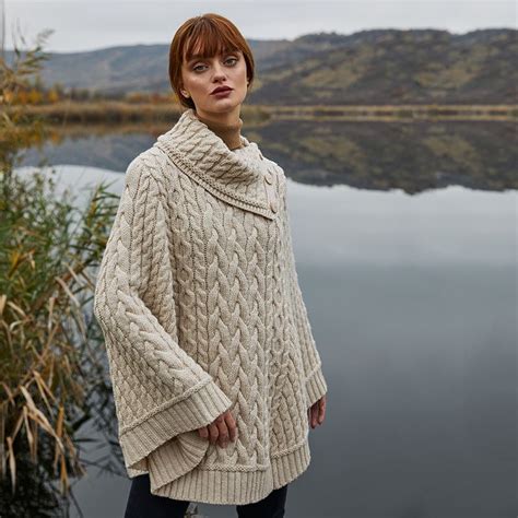 Aran Cowl Neck Poncho