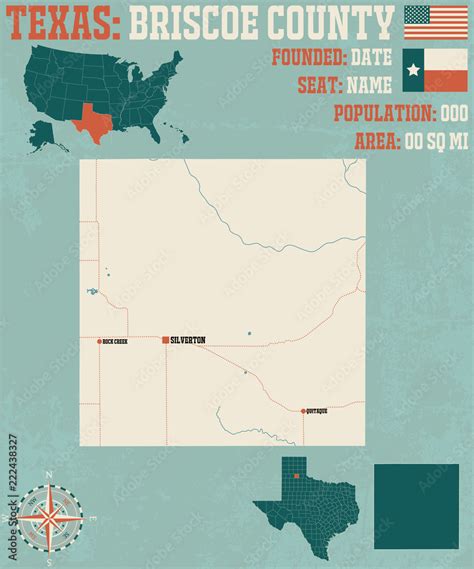 Detailed map of Briscoe county in Texas, USA Stock Vector | Adobe Stock