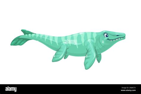 Cartoon Mosasaurus Dinosaur Character Isolated Vector Cretaceous