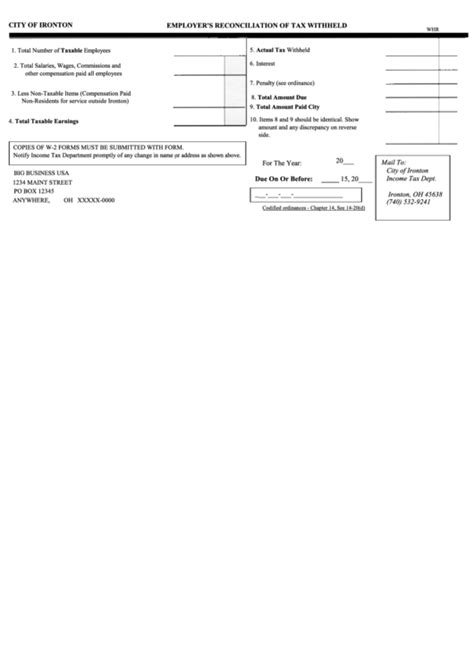 Employers Reconciliation Of Tax Withheld Form Printable Pdf Download