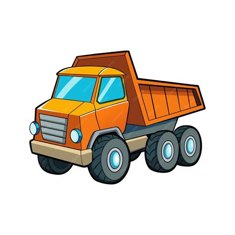 Premium Vector | A cartoon drawing of a dump truck with a large orange ...