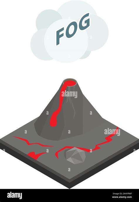 Active Volcano Icon Isometric Vector Volcanic Eruption Magma And Fog