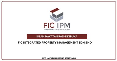 FIC Integrated Property Management Sdn Bhd Jawatan Kosong Juruukur