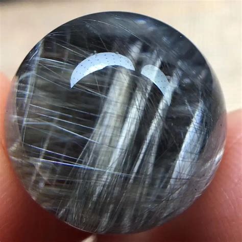 Certificate Natural Brookite Platinum Silver Rutilated Quartz Cabochon