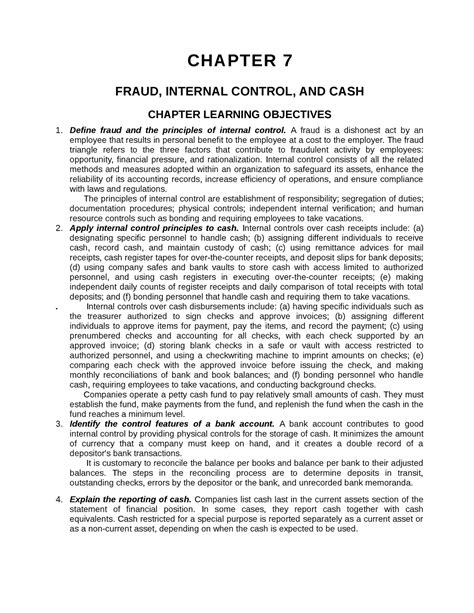 Ch07 Test Bank CHAPTER 7 FRAUD INTERNAL CONTROL AND CASH CHAPTER