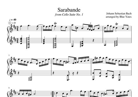 Sarabande From Cello Suite No Johann Sebastian Bach Arr Blue