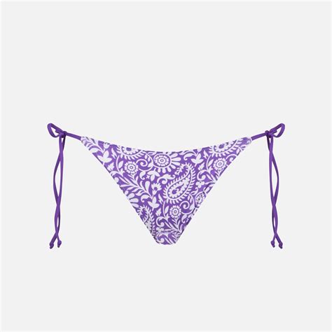 Woman Swim Briefs With Paisley Print And Side Laces Mc2 Saint Barth