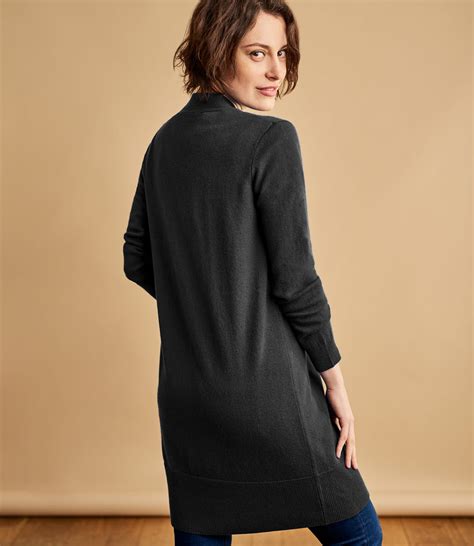 Black Cashmere Merino Open Long Cardigan Woolovers Us