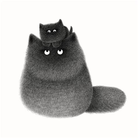 Impossibly Adorable Fluffy Cat Drawings By Kamwei Fong Design Swan