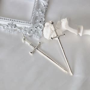 Silver Sword Earrings, Long Sword Earrings, Gothic Style Cool Girl Jewelry, Punk Earrings ...