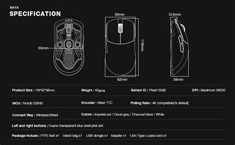 Lamzu Maya mouse inalámbrico para juegos ultra ligero 45 g