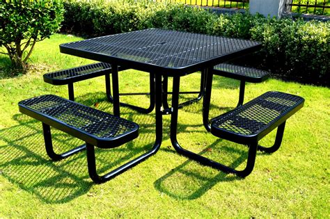 Lifeyard Long Party 46 Steel Square Picnic Table Expanded Metal