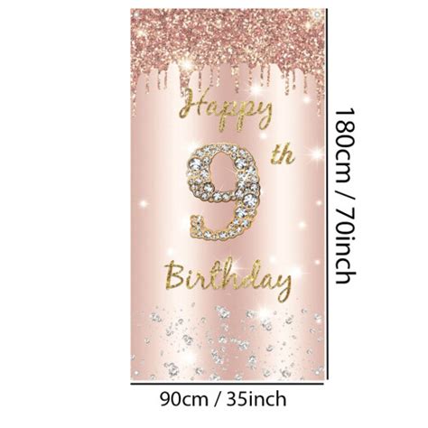 9th Birthday Decoration For Girls Happy 9th Birthday Backdrop Banner