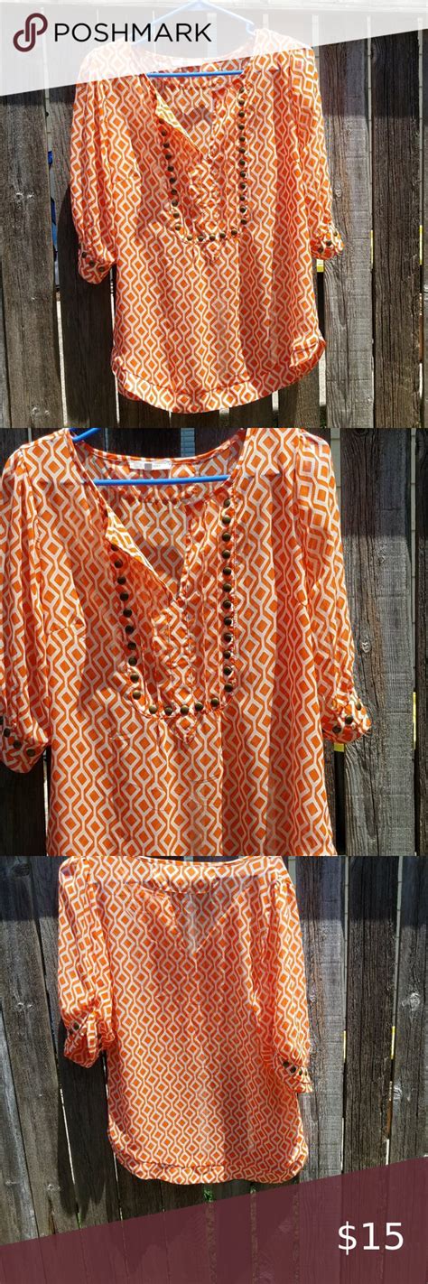 41 Hawthorn Moni Geo Print Studded Top Blouse M Top Blouse Geo Print