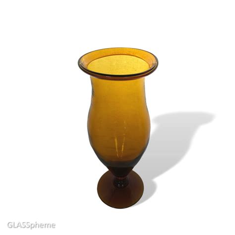 Blenko Joel Myers 6524s Folded Rim Footed Vase In Honey