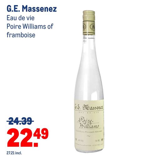 G E Massenez Eau De Vie Poire Williams Of Framboise Aanbieding Bij Makro