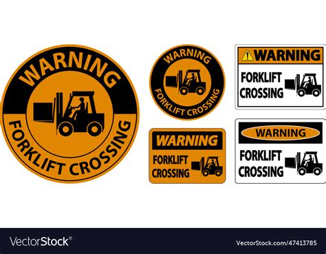 Warning forklift crossing sign on white background