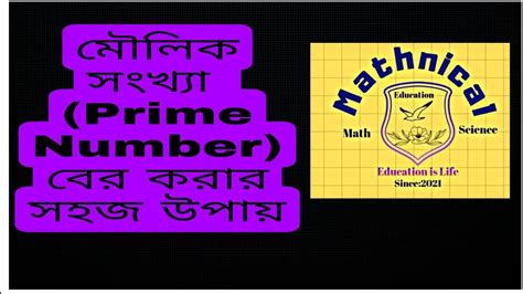 মৌলিক সংখ্যা Prime Number মৌলিক সংখ্যা বের করার উপায় How To Find The Prime Number