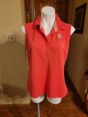 Izod Women S Golf Performx Cool Fx Polo Sleeveless Orange Large Ebay