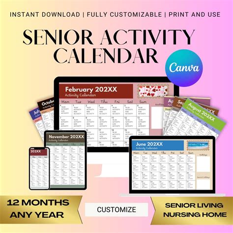 Activities Calendar, Senior Activity Calendar, Nursing Home Activities