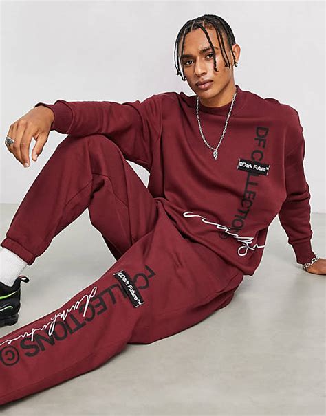 Asos Dark Future Co Ord Oversized Sweatshirt With Mulitple Logos In