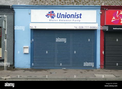 Ulster Unionist Party office in Lurgan, County Armagh. Northern Ireland ...