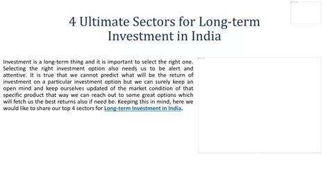 Ppt Ultimate Sectors For Long Term Investment In India Powerpoint