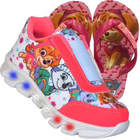 Tenis Feminino Infantil De Led Patrulha Canina Elastico Chinelo Submarino