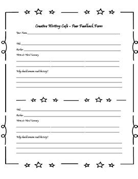 Creative Writing Peer Feedback Form By Lehman S Language Arts Corner