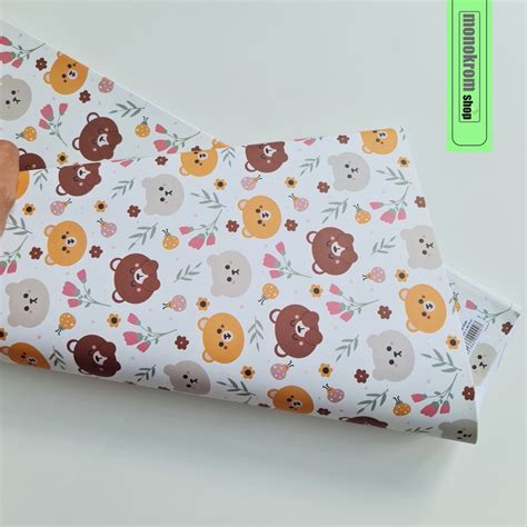 Jual Kertas Kado Sansan Wawa Motif Bear Beruang Cute Floral Wrapping