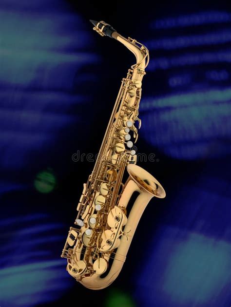 Saxophone, blue background stock photo. Image of lighting - 25756852