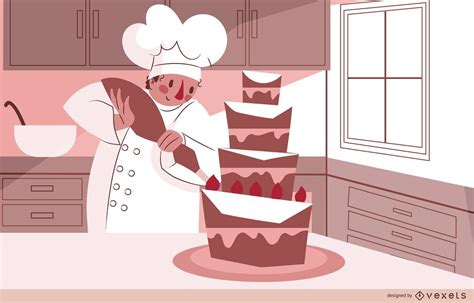 Pastry Chef Cake Illustration Design Vector Download