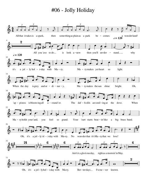 06 Jolly Holiday Sheet Music For Piano Solo Easy