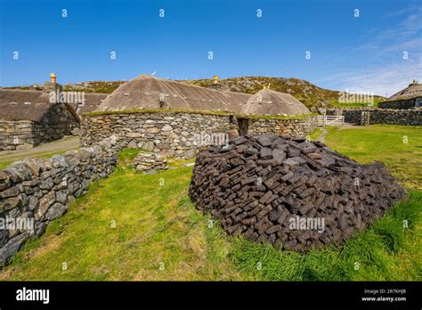 The Rebuilt Blackhouse Museum At Gearrannan Blackhouse Village Stock