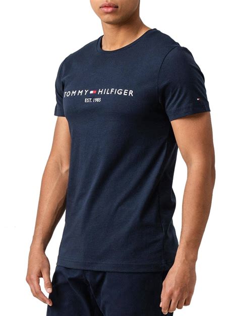 Camiseta Tommy Hilfiger Logo Stripe Peito Masculina Preta Marathon