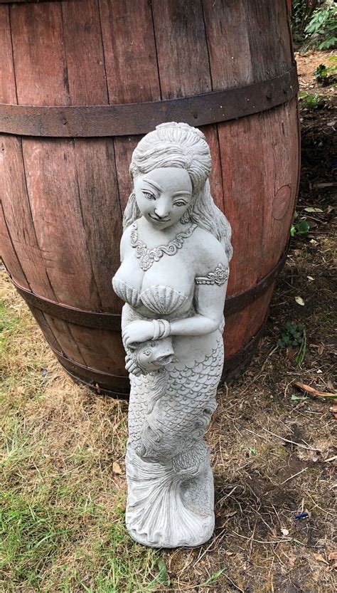 Stone Mermaid Statue Concrete Garden Fountain Cement Woman Sculpture