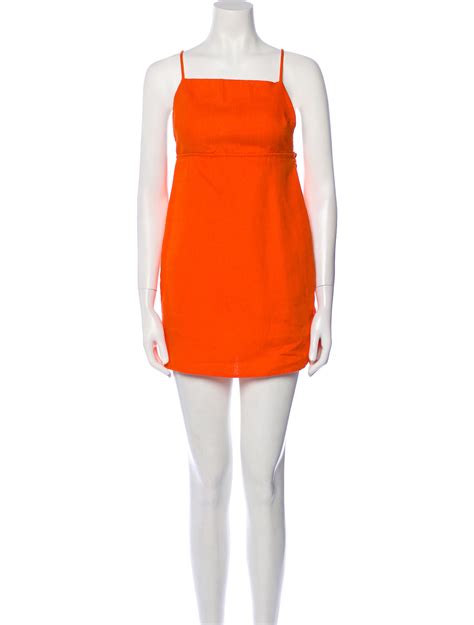 Reformation Square Neckline Mini Dress Orange Dresses Clothing