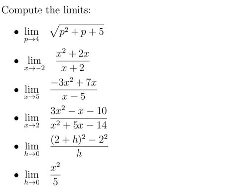 Solved Compute The Limits Limp→4p2p5 Limx→−2x2x22x