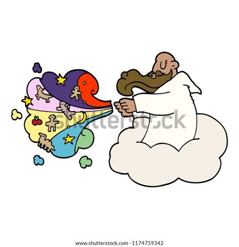 Cartoon Doodle God Creating Universe Stock Vector Royalty Free