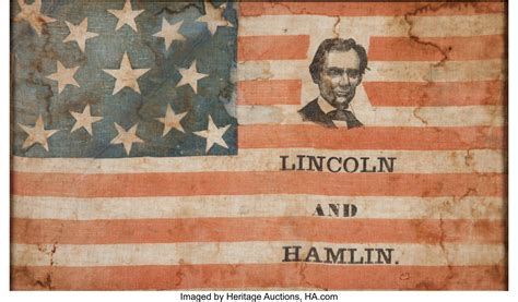 Abraham Lincoln 1860 Beardless Portrait Campaign Flag Lot 43106