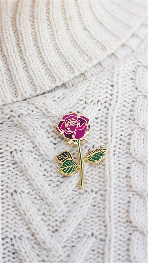 Rose Enamel Pin Etsy