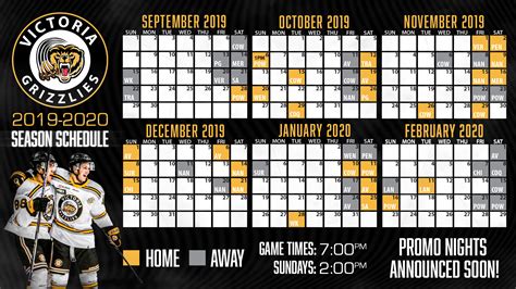 BCHL ANNOUNCES 2019 20 REGULAR SEASON SCHEDULE Victoria Grizzlies