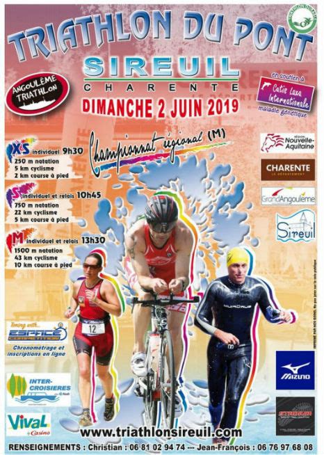 Triathlon du pont de Sireuil Championnat régional distance M CDOS 16