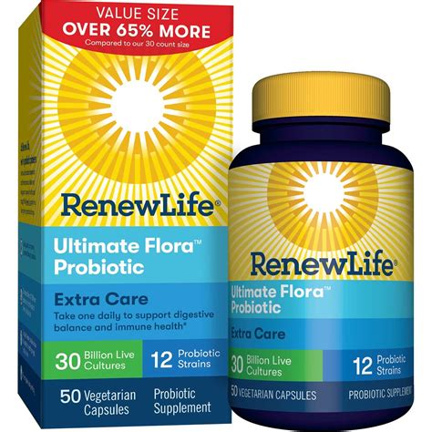 Renew Life Extra Care Ultimate Flora Probiotic 30 Billion 50 Capsules