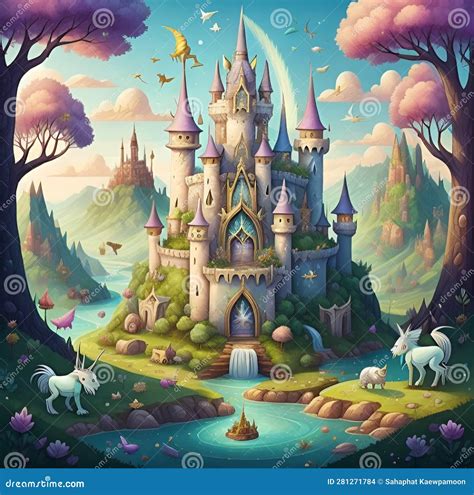 Fairy Tale Castle in the Forest. Fairytale Landscape with Castle ...