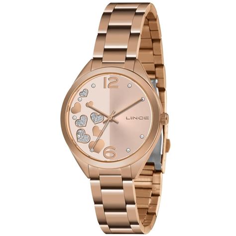 Relógio Lince Feminino Ref Lrr4710l R2rx Casual Coração Rosé Rosa