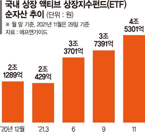 액티브 Etf 순자산 4조5000억중소형사가 판 키웠다 네이트 뉴스