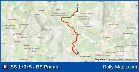 SS 1 3 5 BS Pneus stage map Rallye Régional du Brionnais 2022