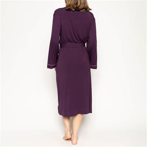 Purple Maeve Lace Detail Purple Jersey Long Dressing Gown Brandalley