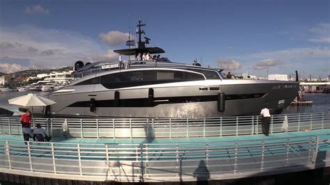 Quick View With 2024 Pershing GTX 116 Luxury Yacht Passing By Luxury